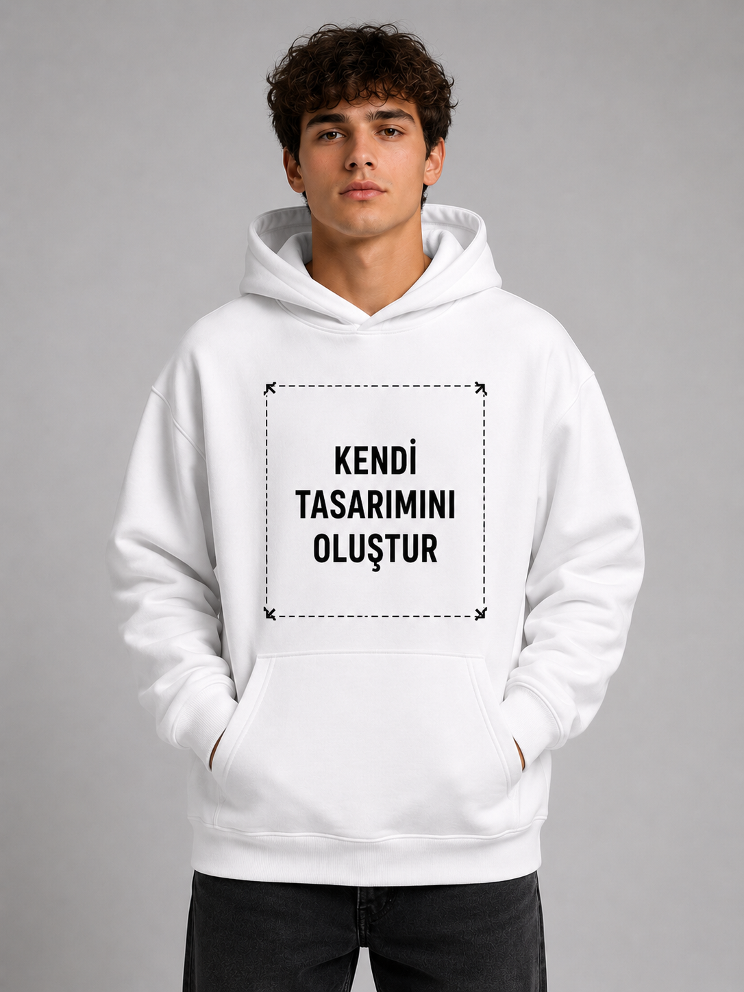 Unisex Oversize Şardonlu Penye Hoodie